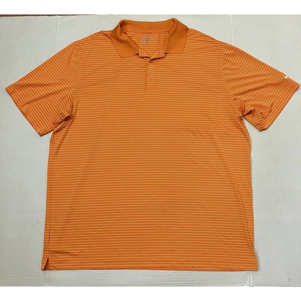 Nike Mens Golf Polo Shirts Dri Fit Size XXL 2XL Orange Stripes